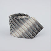 GREY & BROWN REPP STRIPED TIE